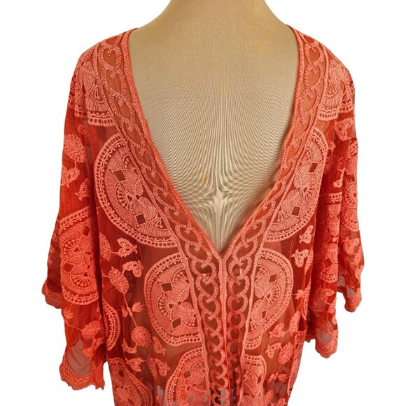 Sol & Sea Orange Lace Beach Coverup Sz L / XL - Picture 6 of 9